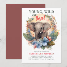 Young Wild Three 3. Geburtstag Kinder Niedlicher E