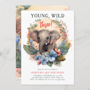 Young Wild Three 3. Geburtstag Kinder Niedlicher E Einladung