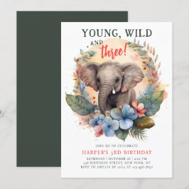Young Wild Three 3. Geburtstag Kinder Niedlicher E Einladung