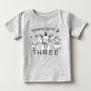 Young Wild & Three   3. Geburtstags-T-Shirt Baby T-shirt