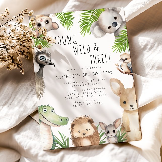 Young Wild & Three Aussie Animal Birthday Party Einladung (Von Creator hochgeladen)