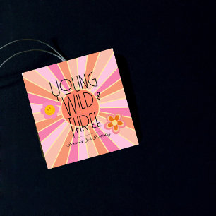 Young, Wild & Three B-Day Favor Tag Rosa Geschenkanhänger