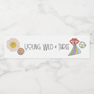 Young, Wild & Three   B-Day Water Label   Boho Wasserflaschenetikett