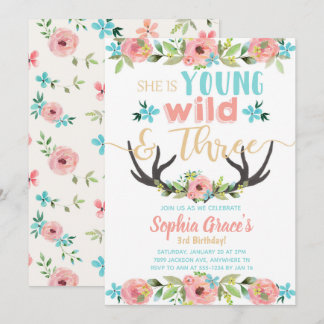 Young Wild & Three Birthday Einladung