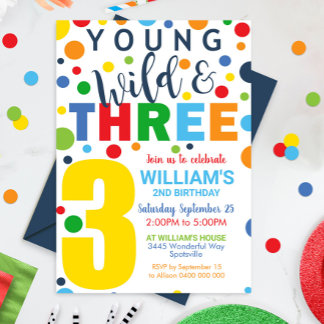 Young Wild Three Birthday Einladung 3. Geburtstag