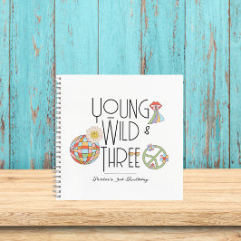 Young, Wild & Three | Birthday Guest Book | Boho Notizbuch