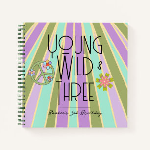 Young, Wild & Three Birthday Guest Book Kühle Notizbuch