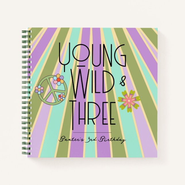 Young, Wild & Three | Birthday Guest Book | Kühle Notizbuch (Vorderseite)