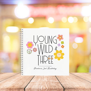 Young, Wild & Three Birthday Guest Book Lächel Notizbuch