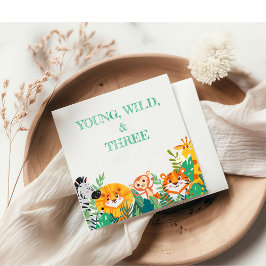 Young, Wild & Three Birthday Paper Napkin Serviette
