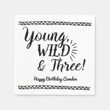 Young, Wild & Three Birthday Servietten