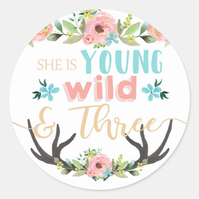 Young Wild & Three Birthday Stickers (Vorderseite)