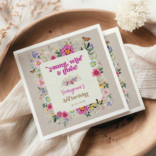 Young Wild & Three Boho Flower Garden Geburtstag Serviette