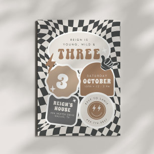 Young, Wild & Three Boys 3. Retro Geburtstag Einladung