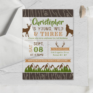 Young Wild & Three Boys Dritter Geburtstag Acryleinladungen