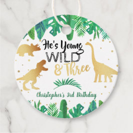 Young Wild & Three Dinosaur Boys 3rd Birthday Geschenkanhänger