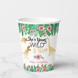 Young Wild & Three Dinosaur Girls Dritter Geburtst Pappbecher