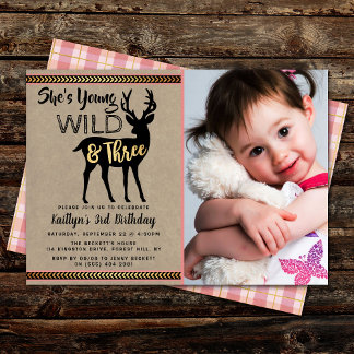 Young Wild & Three Girls 3. Geburtstag Einladungen