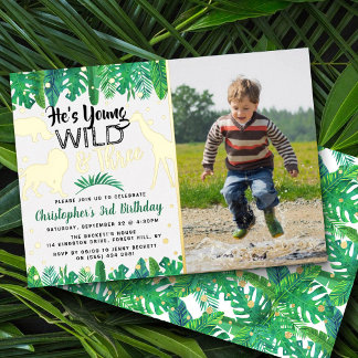 Young Wild & Three Jungle Boys 3. Geburtstag Foto Folieneinladung