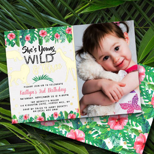 Young Wild & Three Jungle Girls 3. Geburtstagsfoto Folieneinladung