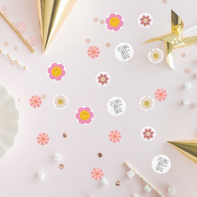 Young, Wild & Three | Kid B-Day Confetti | Pinks Konfetti (Von Creator hochgeladen)