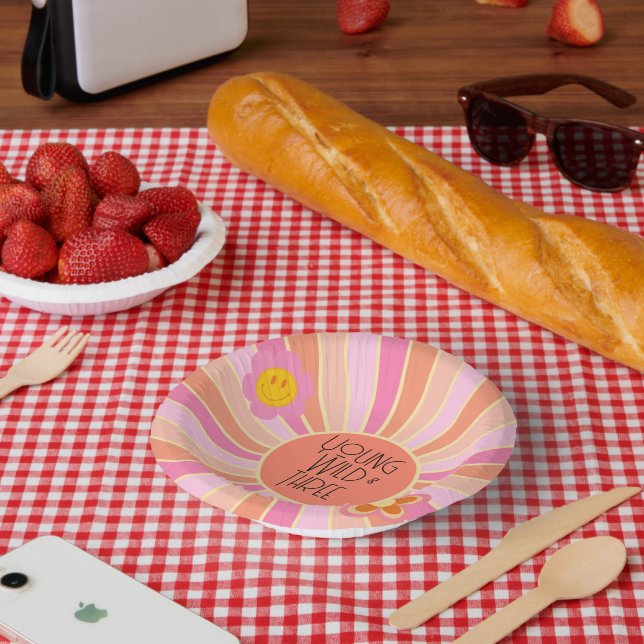 Young, Wild & Three | Kid Birthday Bowls | Rosa Pappteller (Picknick)