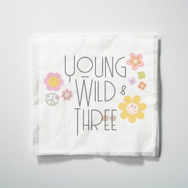 Young, Wild & Three | Kind zum Geburtstag Napkin | Serviette (Von Creator hochgeladen)