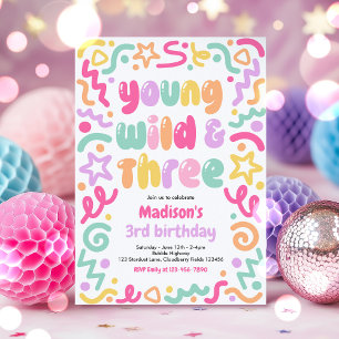 Young Wild & Three Luftballons zum 3. Geburtstag  Einladung
