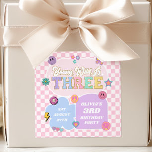 Young Wild & Three Preppy Patch 3. Geburtstagsfeie Quadratischer Aufkleber