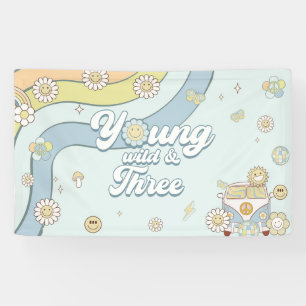Young Wild Three Retro Rainbow 3. Geburtstag Banner