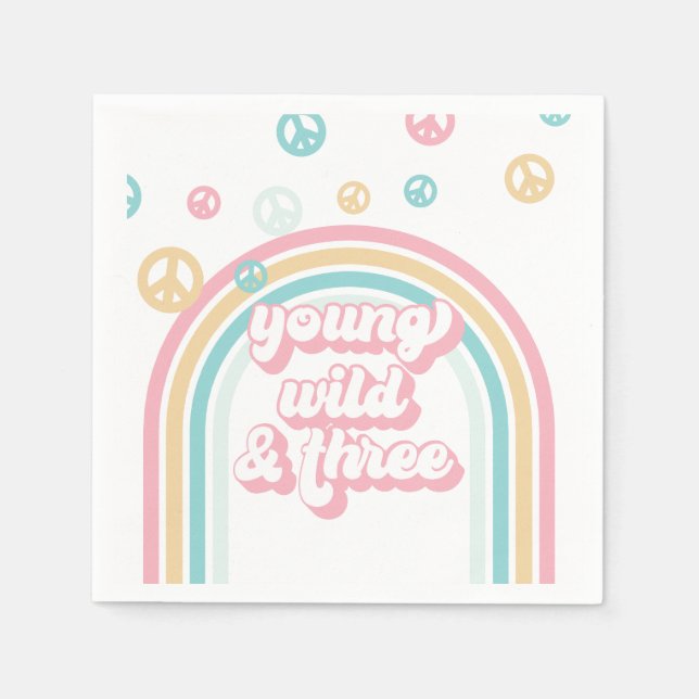 Young Wild Three Retro Summer Rainbow Serviette (Vorderseite)