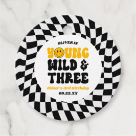 Young Wild & Three Retro Third 3rd Birthday Party Geschenkanhänger
