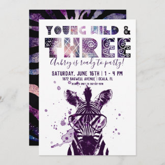 Young, Wild & Three | Rockstar Zebra Einladung