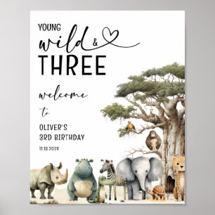 Young Wild Three Safari 3. Geburtstag Begrüßungsze Poster