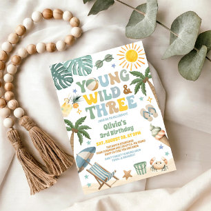 Young Wild & Three Summer Beach 3. Geburtstag Einladung