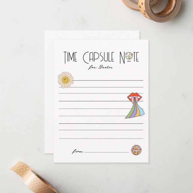 Young, Wild & Three | Time Capsule Note | Boho Mitteilungskarte (Vorderseite/Rückseite Beispiel)