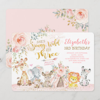 Young Wild & Three Tribal Jungle Girl 3. Geburtsta Einladung