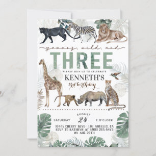 Young Wild & Three Zoo Animal - Einladung zum Gebu