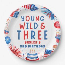 Young Wild und Drei 4. Juli 3. Geburtstag Pappteller