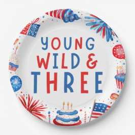 Young Wild und Drei 4. Juli 3. Geburtstag Pappteller