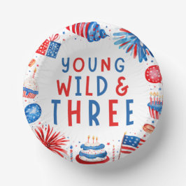 Young Wild und Drei 4. Juli 3. Geburtstag Pappteller