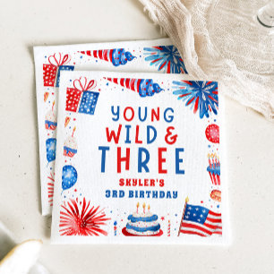 Young Wild und Drei 4. Juli 3. Geburtstag Serviette