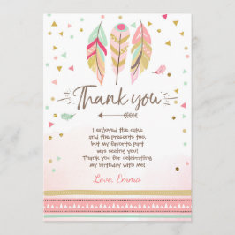 Young Wild und drei Dankeschön-Feathers Boho Dankeskarte