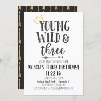 Young Wild und Drei Geburtstag Einladung