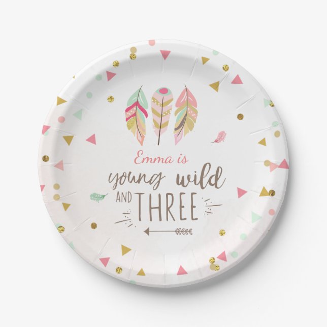 Young Wild und drei Paper Tellers Pink Gold 3. Pappteller (Vorderseite)
