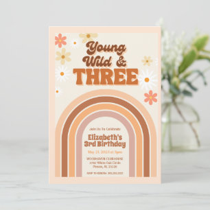 Young Wild und DREI Retro-Geburtstagseinladung Einladung