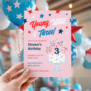 Young Wild und Three 3. Geburtstags-Party Einladung