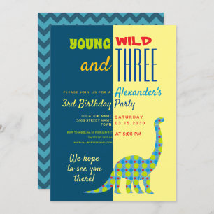Young Wild und Three Boys 3. Geburtstag Einladung