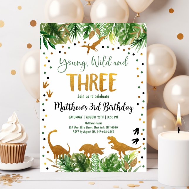 Young Wild und Three Dinosaur zum Geburtstag Einladung (Von Creator hochgeladen)