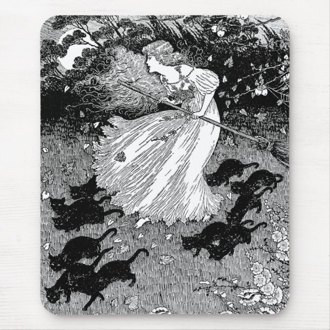 Young witch and black cats mousepad (Vorne)
